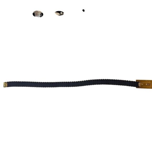 Vintage Gold-Tone Metal Waist Belt With Textured Rectangular Clasp & Elastic Bac - Picture 7 of 10